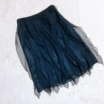 내추럴 뷰티 * 스커트 미세스 프릴 블랙 쉬폰 시어