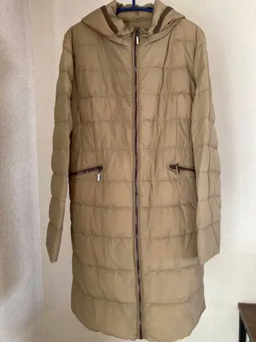 후드 부착 다운 자켓 베이지