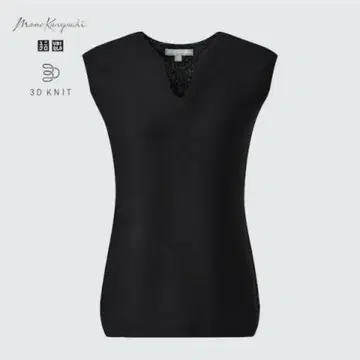 UNIQLO 3D 슬리브리스 스웨터 L 니트 베스트 마메쿠로구치 BK