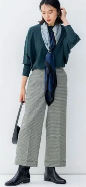 23구 건클럽 체크 스트레치 앵클 팬츠