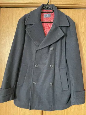 CRICKET 블랙 더블 브레스트 피 코트 LL