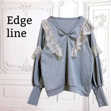 [ 엣지 라인 ] 티셔츠 긴팔 T 셔츠 V 넥 [ F ] 그레이 레이스
