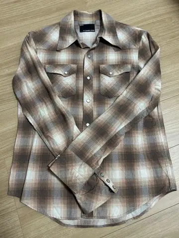 넘버나인 옴브레 체크 셔츠 브라운