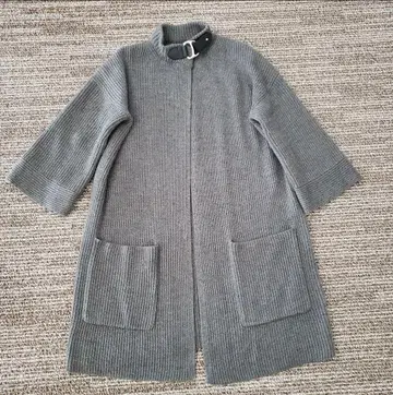 폴로 랄프로렌 롱 가디건 코트 그레이 소가죽 벨트