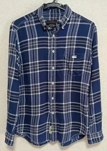 캔터베리 네이비 체크 무늬 긴팔 셔츠