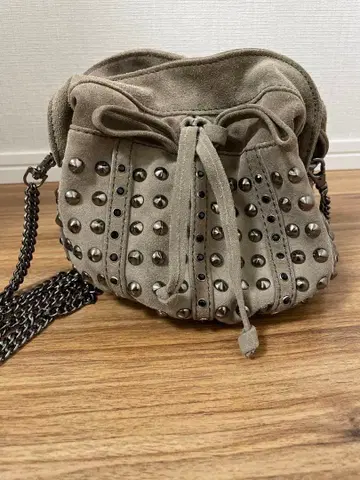 ZARA 자라 스터드 장식 베이지 숄더백