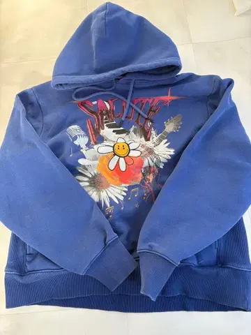 SALUTE 꽃무늬 그래픽 후드티 파랑