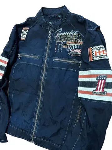 새상품급! 할리데이비슨 와펜 다수! 싱글 라이더 자켓 사이즈 M