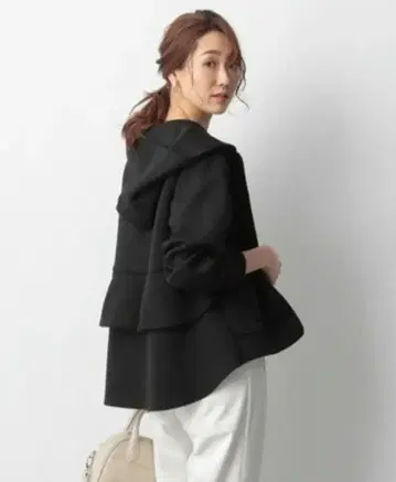 GLOBAL WORK 서머 에어리 프릴 후드티 블랙 L 사이즈