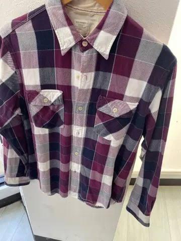 80sBACK NUMBER 퍼플 계열 체크 플란넬 셔츠 M 사이즈