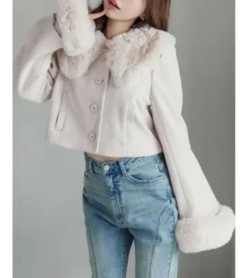 EATME 인조 모피 칼라 자켓