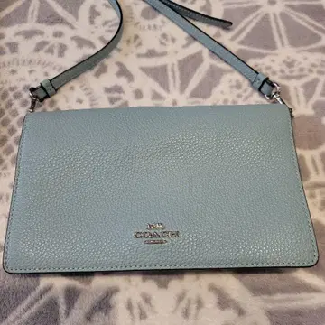 스카이블루 가죽 장지갑 숄더백