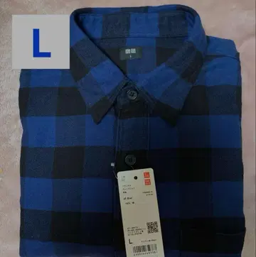 [ 유니클로 ] [ 새상품 ] 체크 플란넬 셔츠 사이즈 L 네이비X블랙