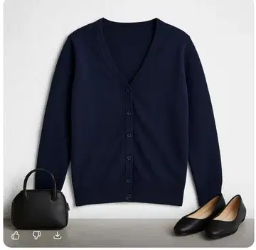 J140 고급 캐시미어 100% V넥 가디건 네이비 XL