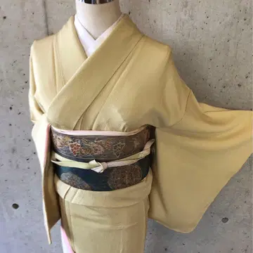 순수 실크 이로무지 이중 기모노 하나몬