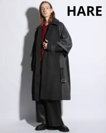 HARE 하레 더블 암 울 코트 그레이 블랙 블랙 S 사이즈