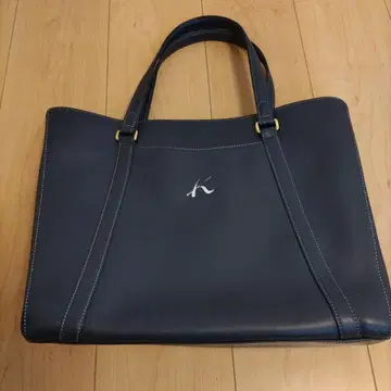 키타무라 토트백 가죽 네이비