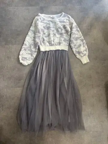 PROPORTION 니트 튤 롱 원피스