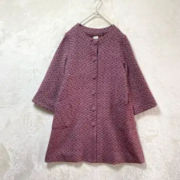 사만사 모스모스/노카라 코트/M/자카드 복고풍 느낌 보르도