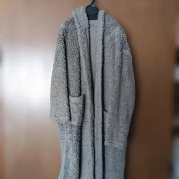 브라운 플리스 룸웨어 후드 부착