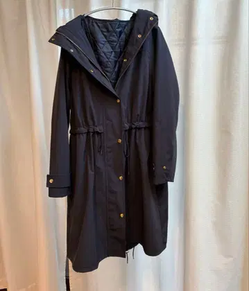 [ SHIPS colors ] 네이비 후드 부착 롱 모즈 코트