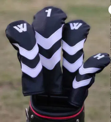 골프 헤드커버 4개 블랙 화이트 라인 DR용 FW용 UT용