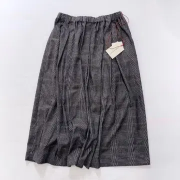 택 포함 미사용 스탬프 앤 다이어리 글렌체크 롱 스커트 그레이