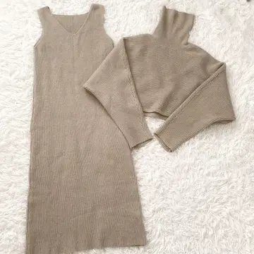 그램립스 니트 원피스 셋업 베이지
