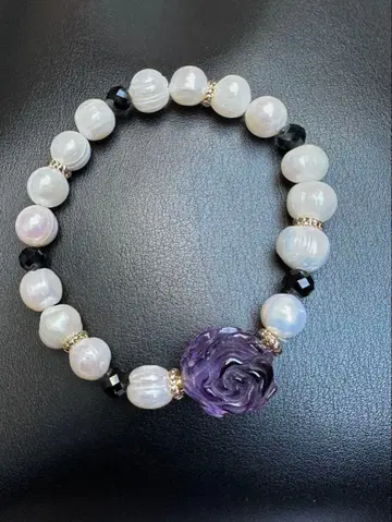 자수정 담수 펄 팔찌