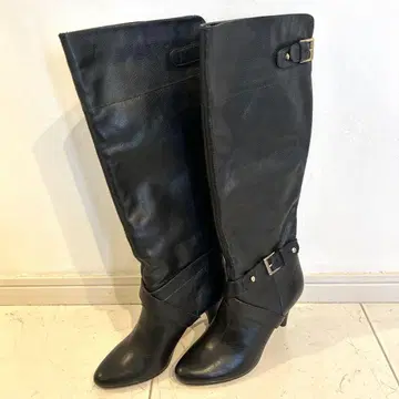 STEVEN 롱 부츠 스티븐 가죽 싸이하이 부츠 블랙