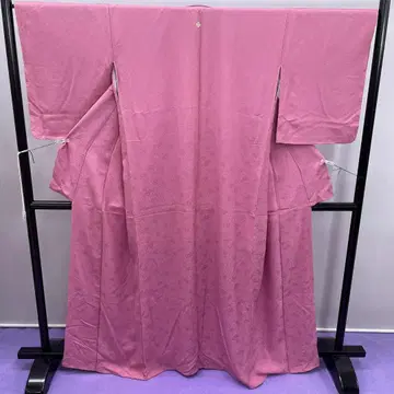 3664 이로무지 어두운 보라빛 핑크색 이중 기모노 순수 실크 문양 있음