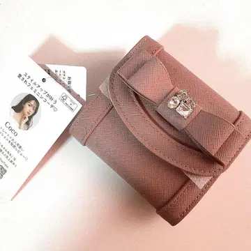 새상품 완판 시마무라 x Coco 비쥬 리본 미니 지갑 더스티 핑크
