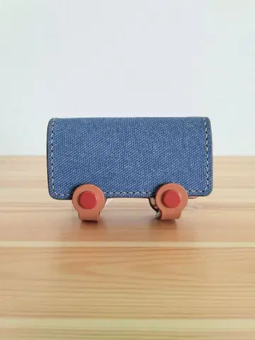 스마트 키케이스 세토내 가죽 소 탄닌 가죽 데님 패턴 (남색)