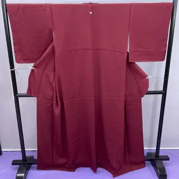 3666 이로무지 브라운 어두운 빨간색 이중 기모노 순수 실크 문양 있음