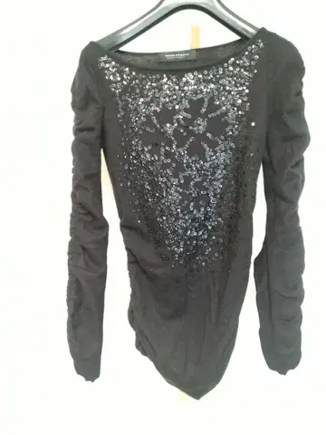 NOVESPAZIO 비즈 장식 블랙 긴팔 니트