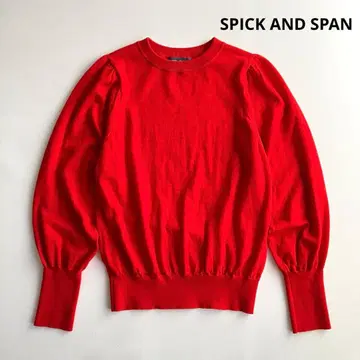 SPICK AND SPAN 레드 퍼프 슬리브 니트 풀오버 레드
