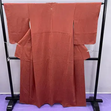 3669 이로무지 홍차색 이중 기모노 순수 실크 문양 있음