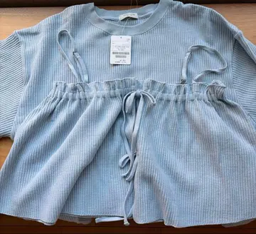 FREAK'S STORE 와플 롱T 뷔스티에 세트 스카이블루