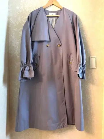 [ VIN ] 미사용 새상품 트렌치코트 보라색 라벤더 M~L 사이즈
