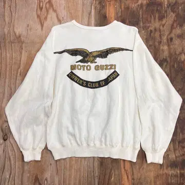 80s Moto Guzzi 맨투맨 화이트 백프린트 VINTAGE