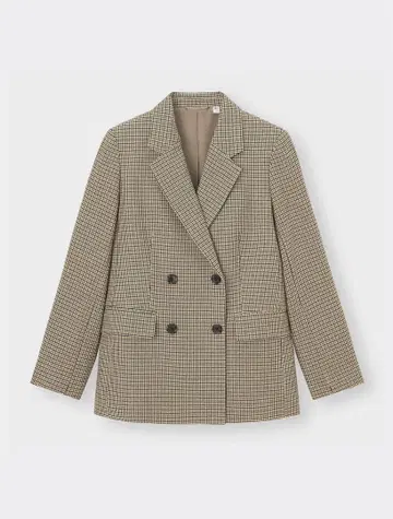 더블 브레스트 체크 자켓
