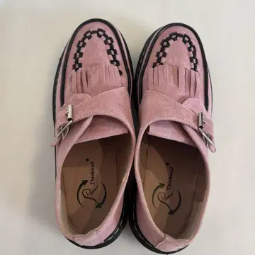 핑크 스웨이드 프린지 모카신