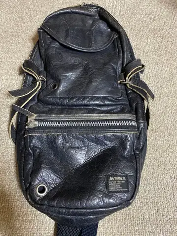 AVIREX 바디백 블랙 천연 가죽 가죽
