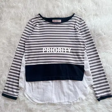 PRIORITY 보더 절개 티셔츠 사이즈 38