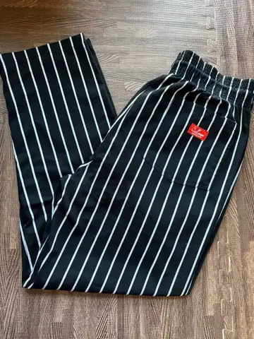 쿡맨 셰프 팬츠 스트라이프 블랙/화이트