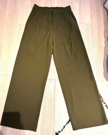 미사용 GAP 하이라이즈 플리츠 트라우저 팬츠 L 슬랙스 카키