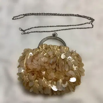 베이지 비즈 스팽글 파티 백