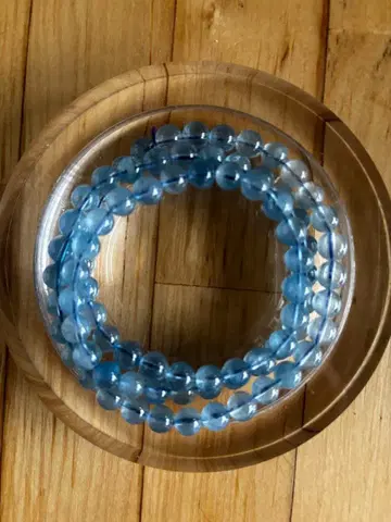 아쿠아 마린 3연 팔찌 고품질 약 25cm 5.7mm