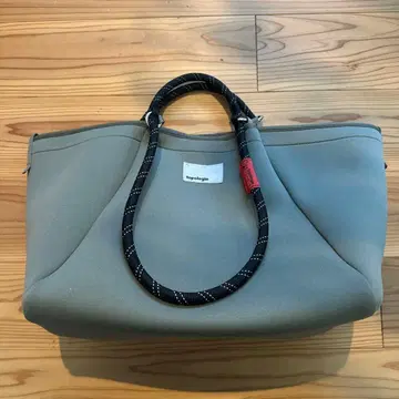 토폴로지 카키 토트백 대용량 뜨개질 핸들