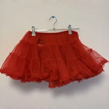 빨간색 프릴 튤 파니에 구제 의류